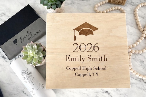 Graduation Memory Box 2026, Personalized Grad Gift Box, Keepsake Time Capsule, Class of 2026 Gift for Her or Him, Custom Photo Box
