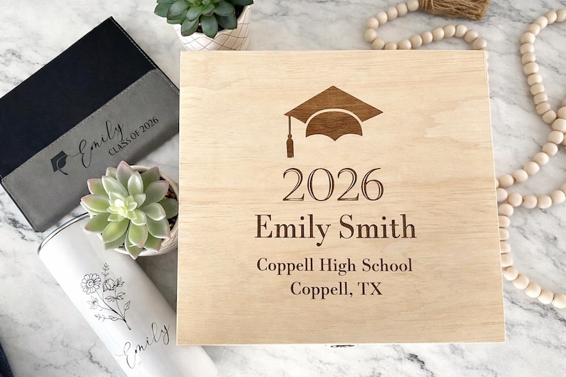 Graduation Memory Box 2026, Personalized Grad Gift Box, Keepsake Time Capsule, Class of 2026 Gift for Her or Him, Custom Photo Box image 1
