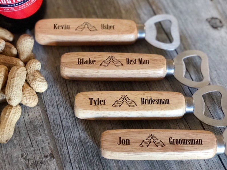 Wedding Personalized Bottle Opener for Groomsman and Best Man, Custom Corporate Logo Gifts for Employee Appreciation, Christmas Stuffer afbeelding 3