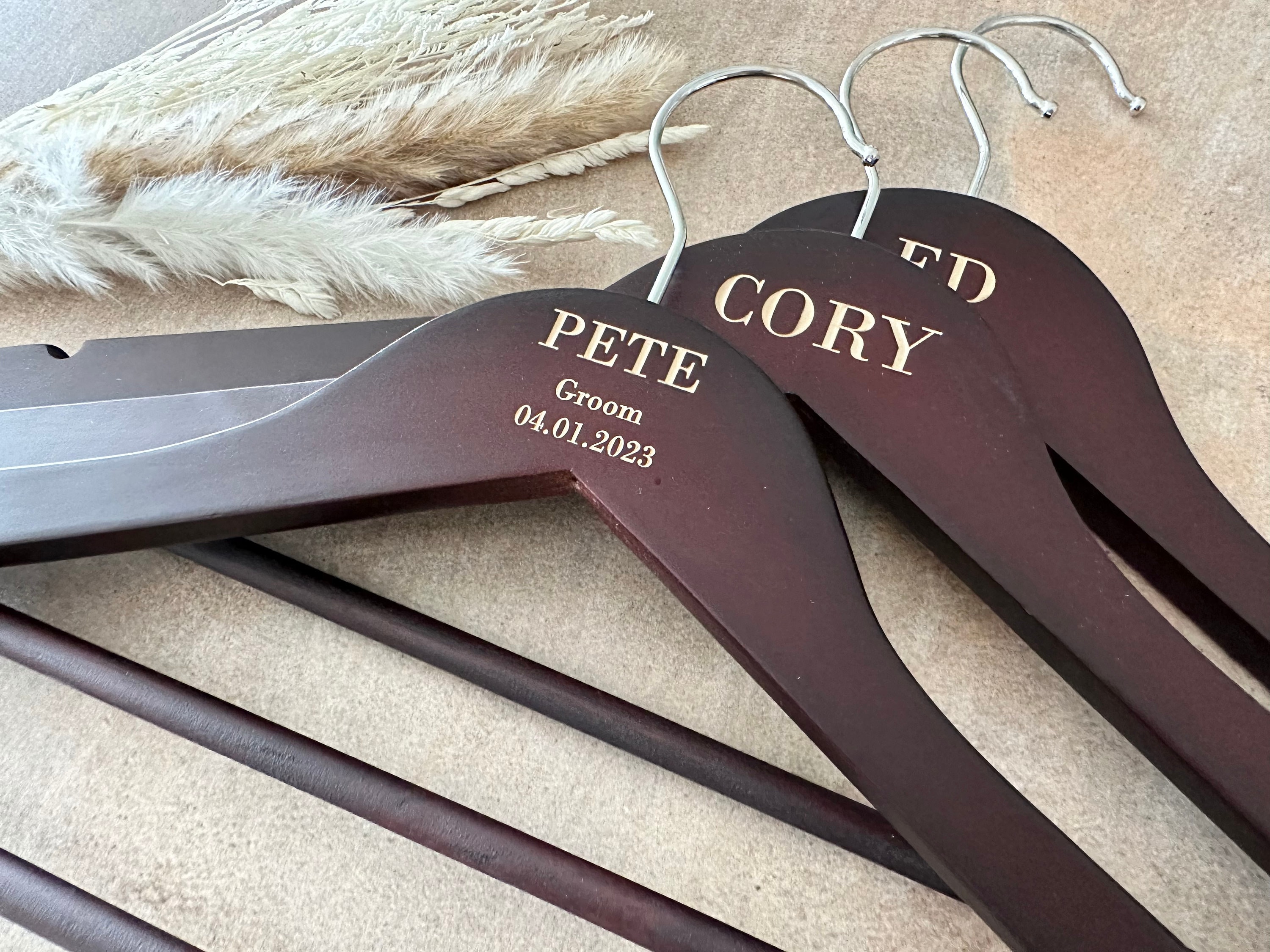 Groomsman hangers, Groom Hanger,  Groomsmen Best Man Tux Hanger, Pants Hanger, Engraved Wood, Tuxedo, Wedding Photo Prop, Custom hanger
