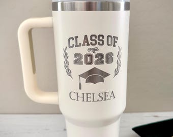 Personalized graduation tumbler, High school graduation gift for her, Custom graduation cup class of 2026, Senior graduation party favors