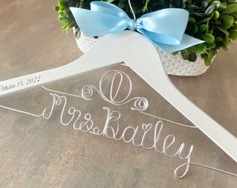 Personalized wedding dress wire hanger for a disney bride, Wedding gift, Disney cruise cinderella fairytale, Princess wedding