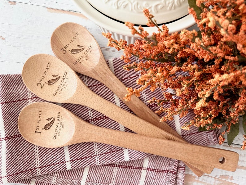 Chili cook off personalized wooden spoon, Crockpot cookoff trophy, Grill master competition award, Baking trophies, Grill master, Smoker image 4