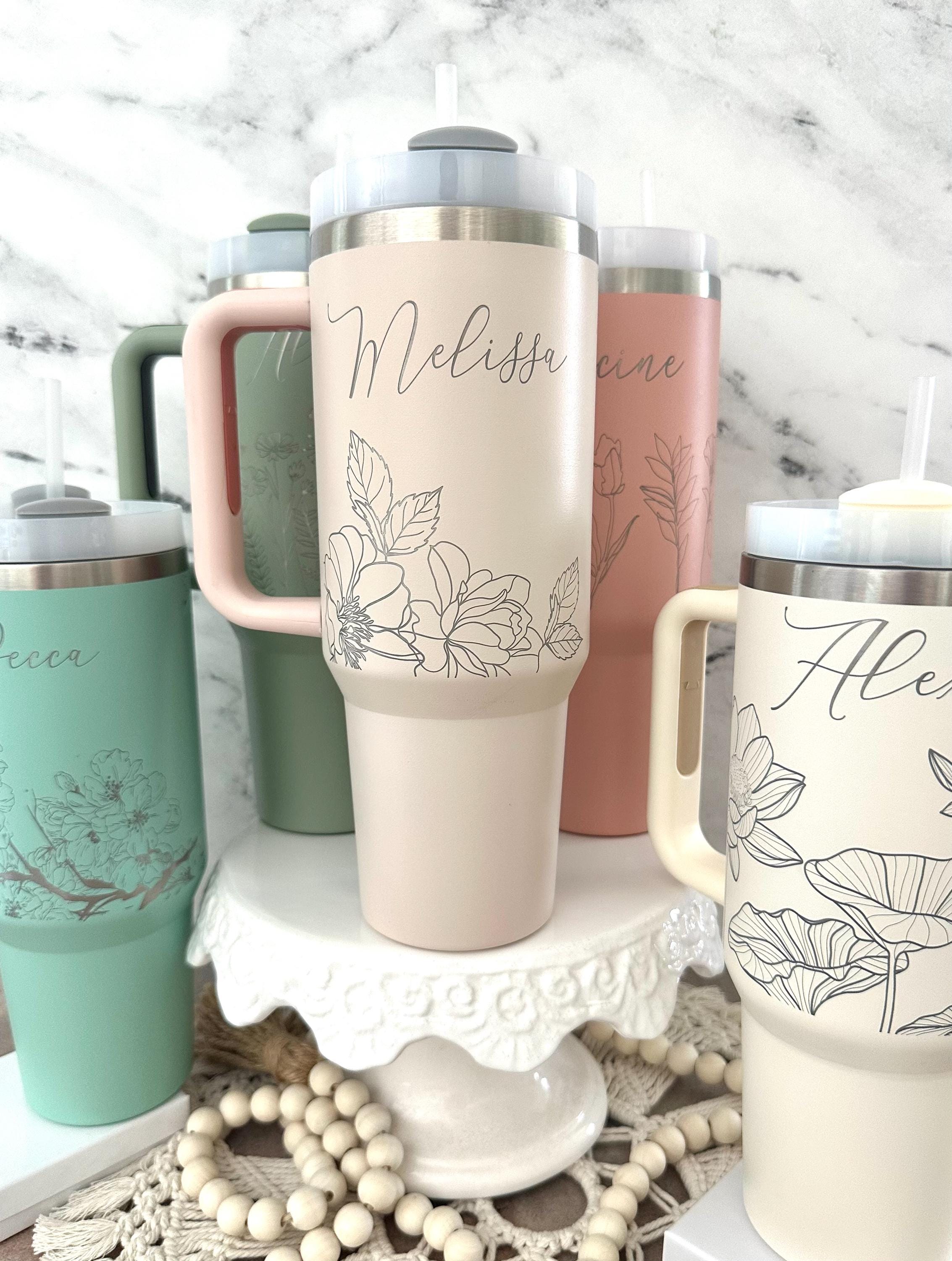 Personalized 40oz Tumbler with Handle & Flip Lid – Custom Name Travel Mug, Bachelorette Party Cups, Birthday Gift for Her, Leak Proof Lid