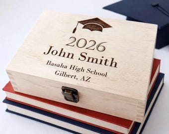 Class of 2026 Graduation Box, Personalized Grad Keepsake Box, High School Graduation Gift, Custom Memory Box, Senior Gift Idea/ D3