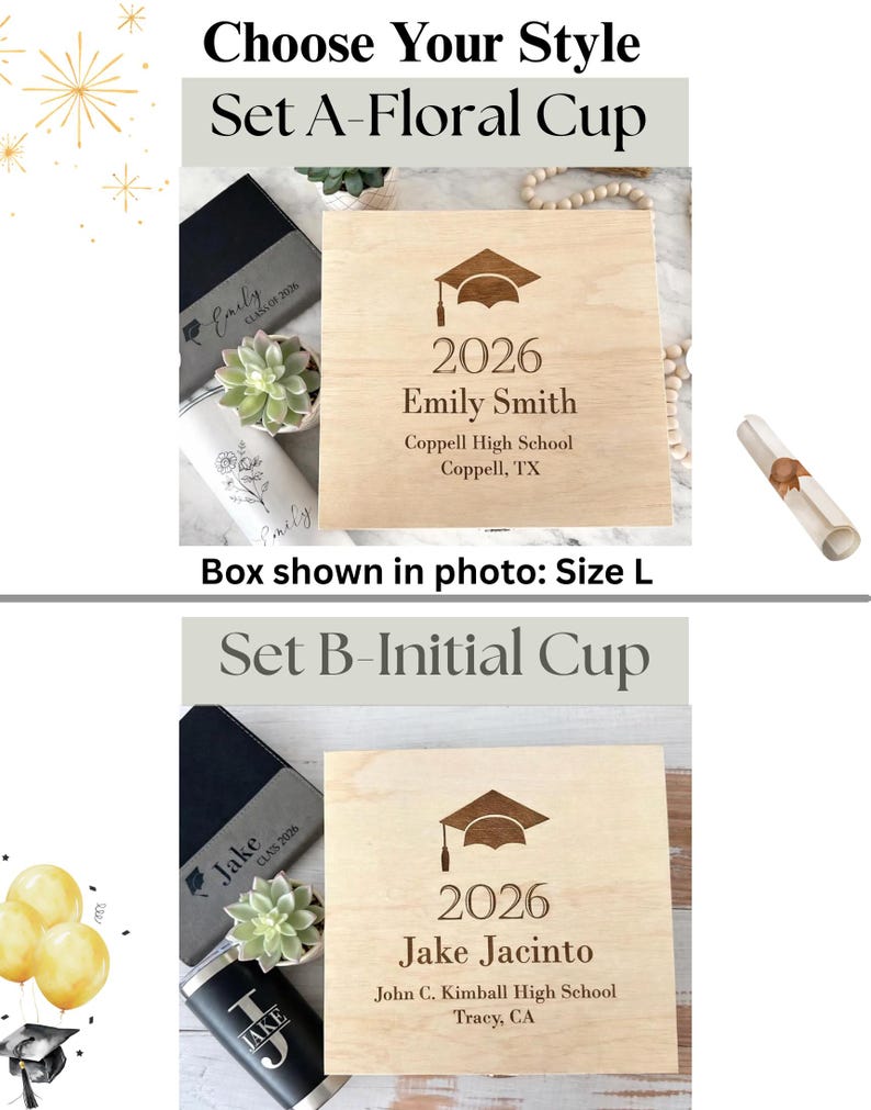 Graduation Memory Box 2026, Personalized Grad Gift Box, Keepsake Time Capsule, Class of 2026 Gift for Her or Him, Custom Photo Box image 3