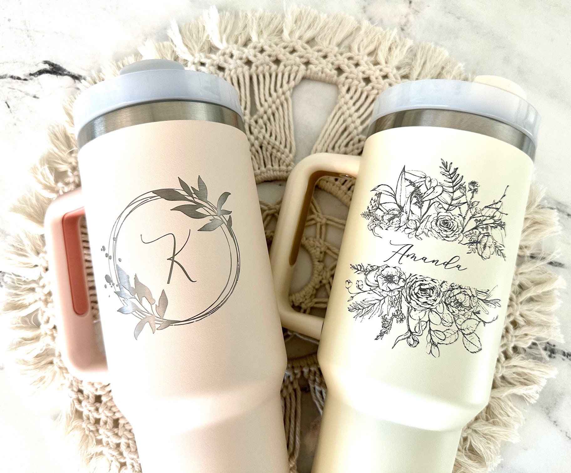 Personalized 40oz Tumbler with Handle & Straw – creativeintheclouds