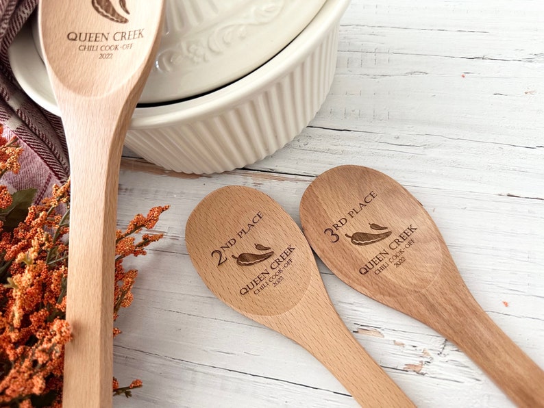 Chili cook off personalized wooden spoon, Crockpot cookoff trophy, Grill master competition award, Baking trophies, Grill master, Smoker image 3