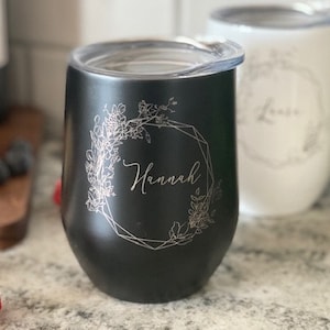 Personalized Wine Tumbler, Custom Engraved Wine Glass, Monogrammed Stainless Steel Wine Cup, Wine Lover Birthday Gift for Her