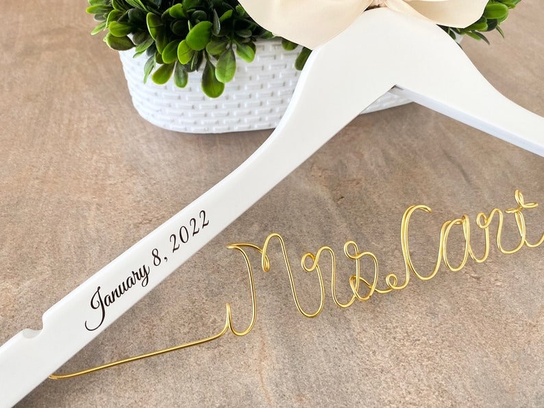 Wedding Hanger, Bridal Hanger, Bridesmaid Gift, Custom Engagement Gifts, Mother of the Bride Gift, Maid of honor Gift, Unique Bride gift image 3