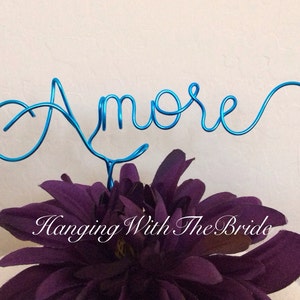 Personalized wire cake topper, Wedding cake decoration, Amore wedding topper, Custom party decor, Birthday, Anniversary image 2