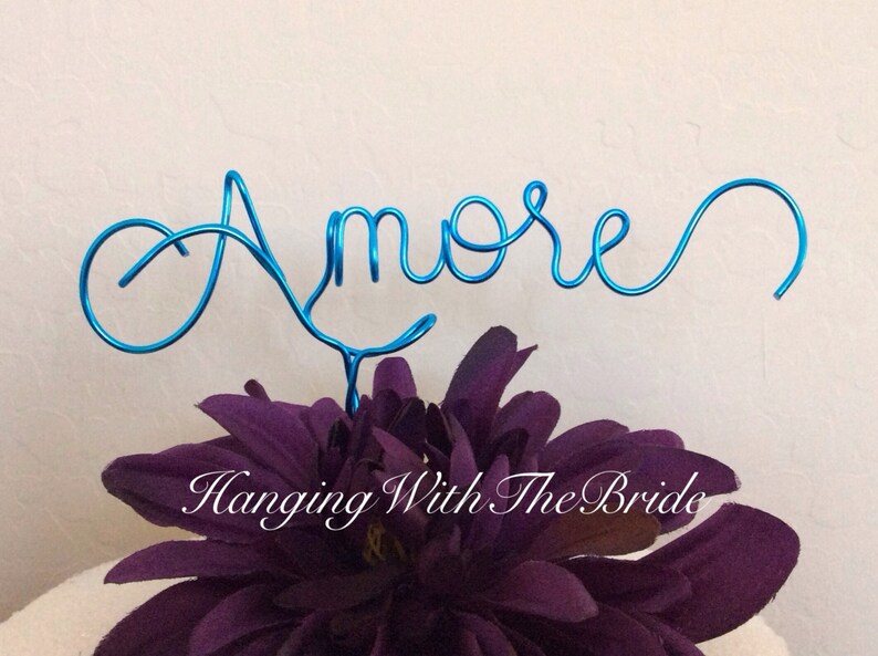 Personalized wire cake topper, Wedding cake decoration, Amore wedding topper, Custom party decor, Birthday, Anniversary image 2