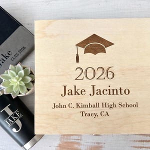 Graduation Memory Box 2026, Personalized Grad Gift Box, Keepsake Time Capsule, Class of 2026 Gift for Her or Him, Custom Photo Box image 2