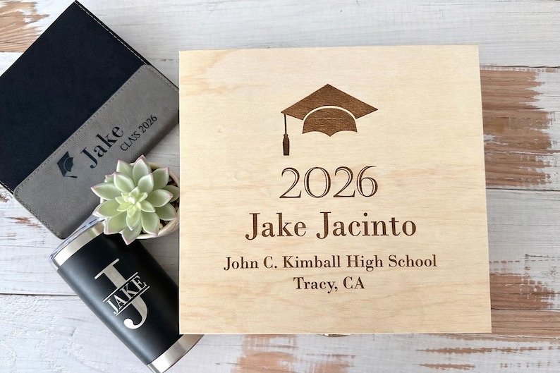 Graduation Memory Box 2026, Personalized Grad Gift Box, Keepsake Time Capsule, Class of 2026 Gift for Her or Him, Custom Photo Box image 2