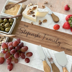 House warming for couple, Marble charcuterie boards, Large cutting board, Personalized Cheese board for women, First home high end gifts,