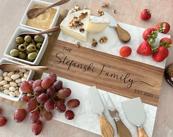 House warming for couple, Marble charcuterie boards, Large cutting board, Personalized Cheese board for women, First home high end gifts,