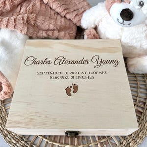Personalized Baby Memory Box, Custom Keepsake Chest, Engraved Wooden Baby Box, Baby’s First Year Keepsake, Newborn Baby Shower Gift