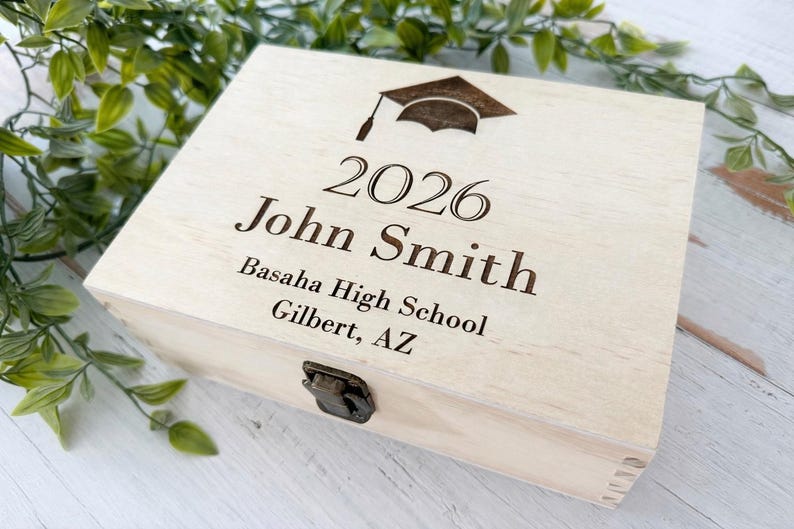 Graduation Memory Box 2026, Personalized Grad Gift Box, Keepsake Time Capsule, Class of 2026 Gift for Her or Him, Custom Photo Box image 9