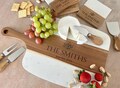 Personalized Marble Cheese Board, Mother's Day Gift, Custom Charcuterie Serving Tray, Housewarming Cutting Board, First Home Gift for Couple