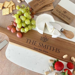 Personalized Marble Cheese Board, Valentine’s Day Gift, Custom Charcuterie Tray, Housewarming Cutting Board, First Home Gift for Couple