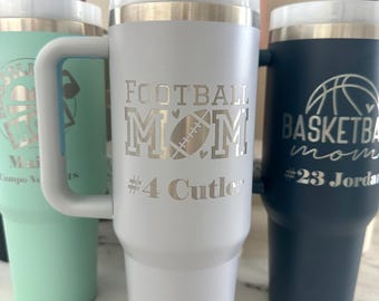 Personalized Football Mom Tumbler – Custom Name Sports Cup, Game Day Gift, Team Spirit Drinkware, Football Mama Travel Mug