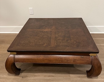 Bernhardt Ming Style Burl Wood Coffee Table