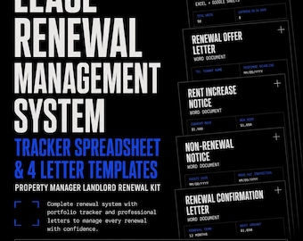 Lease Renewal Management System | Tracker Spreadsheet & 4 Letter Templates | Property Manager Landlord Renewal Kit