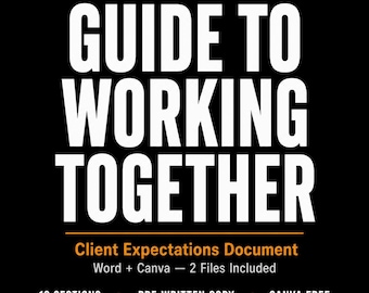 Freelancer Client Working Guide | Guide to Working Together Template | Canva Word Editable Client Onboarding Document
