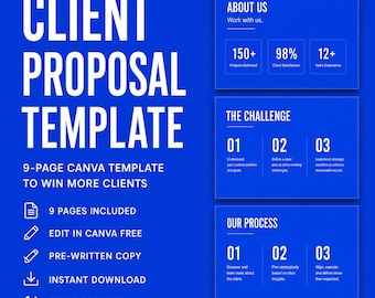 Agency Proposal Template Canva Electric Blue | Bold Client Pitch Document | Editable Freelance Proposal PDF