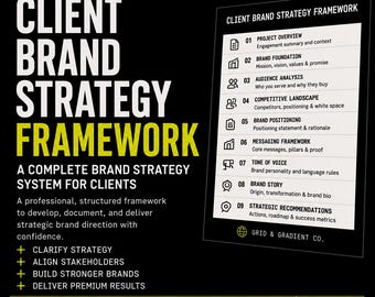 Client Brand Strategy Framework | Brand Strategist Template Word | Agency Brand Document Positioning Messaging Tone of Voice Workbook