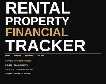 Rental Property Income + Expense Tracker | Landlord Spreadsheet | Google Sheets & Excel Financial Dashboard