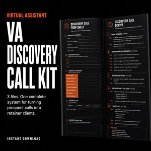 VA Discovery Call Script Template | Virtual Assistant Sales Call Kit | Editable Discovery Call Script Word Document