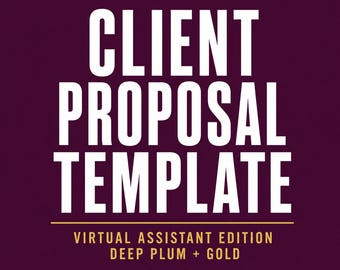 Virtual Assistant Proposal Template Canva Deep Plum Gold | Editable Client Proposal Presentation for VAs | Instant Download
