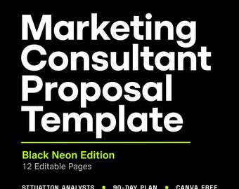 Marketing Consultant Proposal Template Canva Black Neon | Editable Strategy Proposal for Marketing Consultants