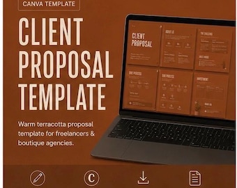 Business Proposal Template Canva Terracotta Cream | Boutique Agency Client Pitch | Warm Editable Freelance Proposal PDF