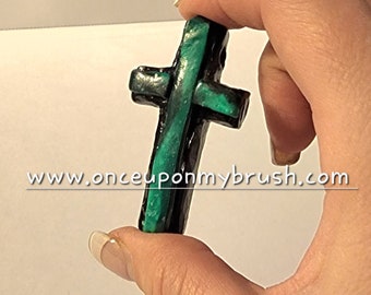 One-of-a-Kind Clay Green Cross!