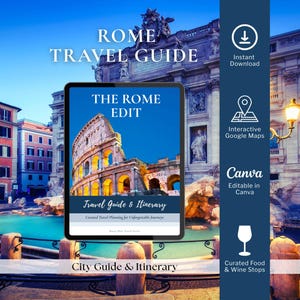 4-Day Rome Itinerary - Day Trips - Food & Wine Guide - Custom Watercolor and Google Maps