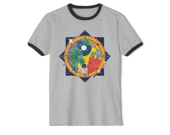 Yin Yang Planet Mandala T-Shirt | Cosmic Nature Graphic