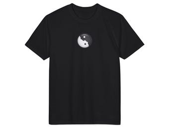 Yin-Yang-Blasen-Grafik-T-Shirt | Minimalistisches Zen-Symbol, Schwarzes T-Shirt
