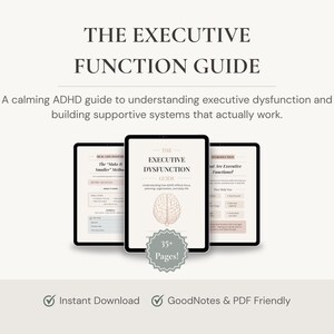 Executive Dysfunction Guide for ADHD Adults | ADHD Workbook & Digital Tools | Organization, Focus and Time Management Help