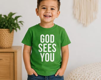 Deus te vê - Camiseta infantil da fé
