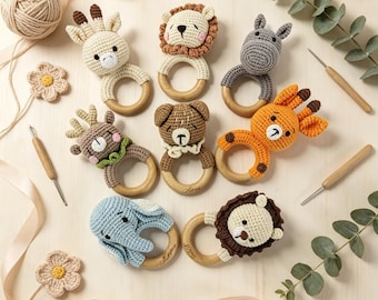 Personalized Wooden Baby Rattle, Custom Name Engraved Rattle, Montessori Animal Toy, Newborn & Baby Shower Gift