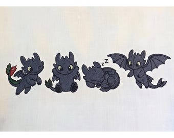 Embroidered How to train Movie Your Dragon File, Toothless Dragon Hiccup Embroidered Shirt, Cute Dragon Shirt Gifts for Animated Lover