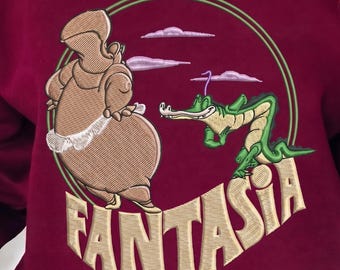 EMBROIDERED Walt Disney Fantasia Hyacinth Hippo and Ben Ali File, Mickey Sorcerer, Disneyland, Family Vacation 2026 Trip