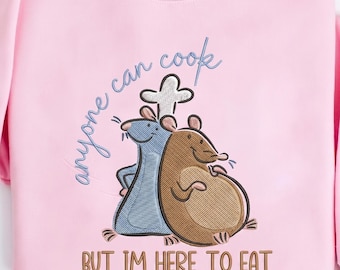 EMBROIDERED Remy Emile Mouse Anyone Can Cook Here To Eat File, Disney Ratatouille Shirt, Disneyland Trip Tee, Epcot Food Drink