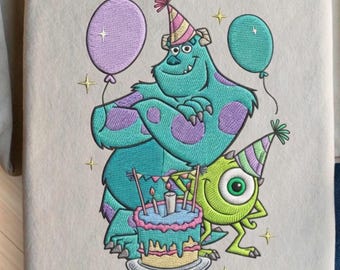 EMBROIDERED Disney Monsters Inc Birthday File, Monsters University Mike Wazowski Sully Boo, Birthday Boy Shirt, Family, Birthday Girl Shirt