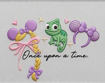 Embroidered Tangled Pascal Design, Once Upon A Time Rapunzel Princess Shirt, Magic Kingdom Trip Outfits