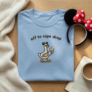 Off to Rope Drop Machine Embroidery File, Disney Duck Instant Download, Magical Kingdom Vacation Design for Shirts, Embroidery Pattern