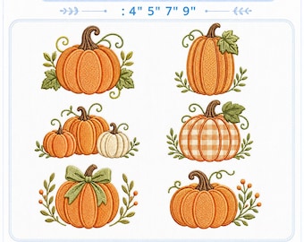 Pumpkin Wreath Sash Machine Embroidery File, Fall Autumn Digital Embroidery Design, Thanksgiving Door Bow Embroidery Pattern