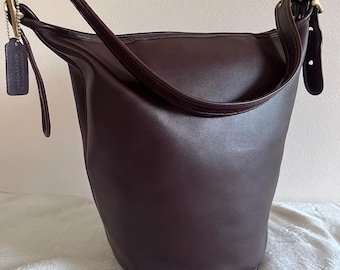 Vintage Coach Leather Bucket Bag, Black Crossbody, XL - Etsy